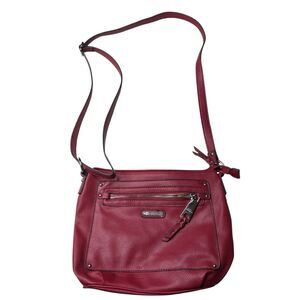 Dana Buckman Red Pebble Leather Look Shoulder Length Purse Crossbody